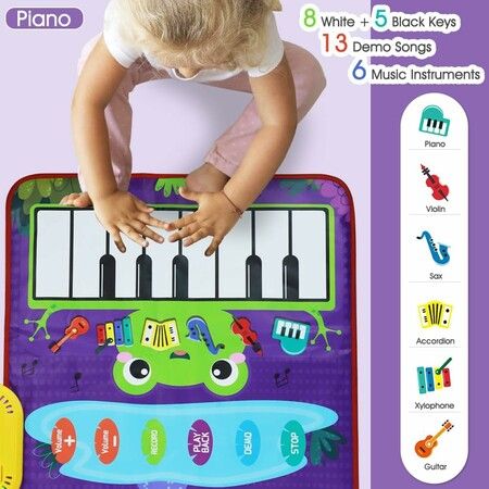 Kids Musical Toys Piano Keyboard Drum Play Mat Music Floor Blanket Birthday for 3+ Year Old Kids