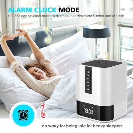 Night Light Bluetooth Speaker, 5 in 1 Touch Control Bedside Lamp Dimmable Multi Color Changing, Bedroom Alarm Clock