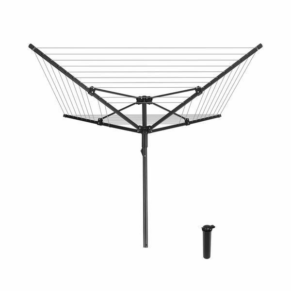 10 Line Clothesline 4 Arm Clothes Airer Dryer Drying Rack Outdoor Rotary Umbrella Laundry Garment Hanging Line Cord Galvanised Aluminium Steel 40m