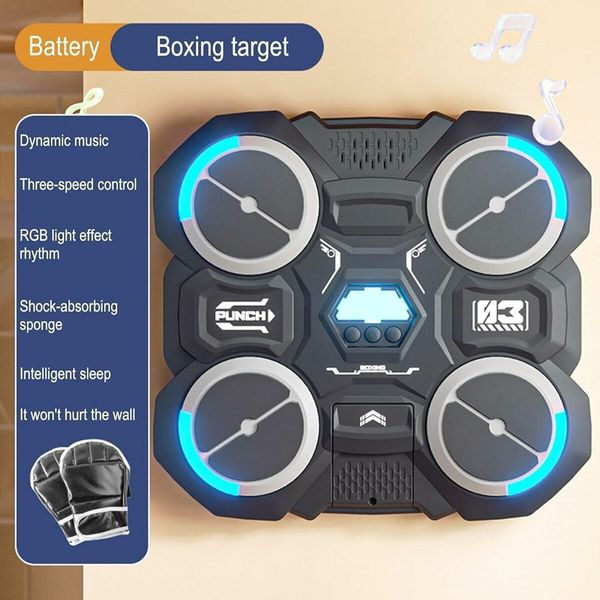 Music Boxing Machine for Kid Age 5 Up, Boxing Light Up Board with Music, Boxing Music Trainer for Kids with Gloves