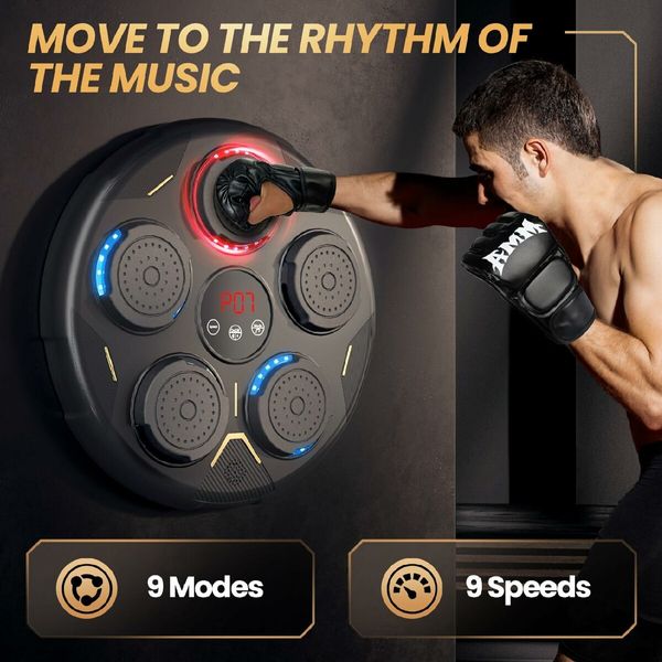 Music Boxing Machine, Boxing Machine Wall Mounted Music, Smart Bluetooth Boxing Equipment with Gloves, Boxing Music Workout Machine