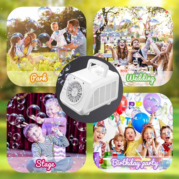 Bubble Machine Automatic Bubble Blower for Kids Age 3 Up, Battery Operated Bubble Maker for Parties Birthday Wedding, White