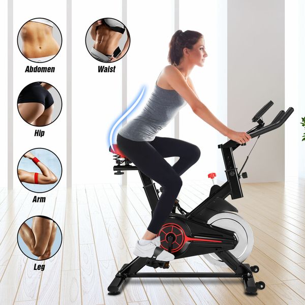 Exercise Bike Stationary Indoor Cycling Bicycle Spin Workout Home Gym Fitness Training Equipment Belt Drive Resistance LCD Monitor iPad Mount