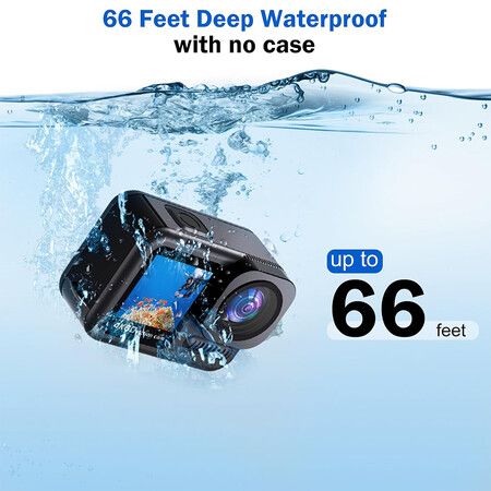 4K 60fps Underwater 20Meters Waterproof Action Camera with Image Stabilization, Timelapse Record, Prerecord, Sports Video Camera with WiFi