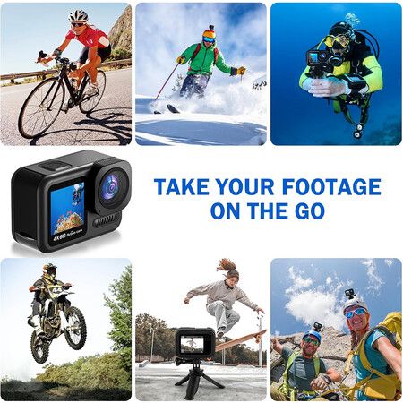 4K 60fps Underwater 20Meters Waterproof Action Camera with Image Stabilization, Timelapse Record, Prerecord, Sports Video Camera with WiFi