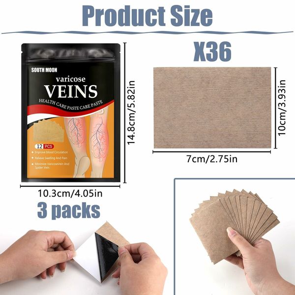 36PCS Varicose Veins Patch   Relief Treatment for Legs, Spider Varicose Vein, Strengthen Capillary Health and Improve Blood Circulation