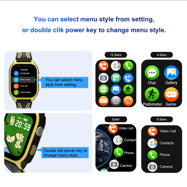 4G Smart Watch Kids Phone Watch Calling SOS Texting WIFI Music Games   Camera Alarm Video Calculator Support GPS  Boys Girls  Blue