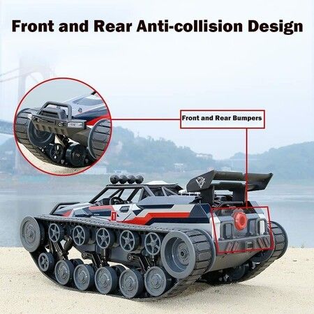 Remote Control Drift 4 Wheel Drive Off-Road Vehicle Tracked Armored RC Chariot Model Large Alloy Spray Remote Control Tank Toys To Boy Gifts