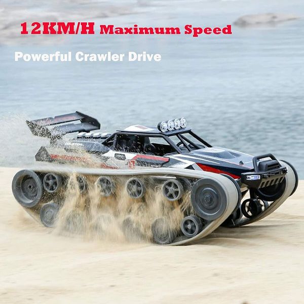 Remote Control Drift 4 Wheel Drive Off-Road Vehicle Tracked Armored RC Chariot Model Large Alloy Spray Remote Control Tank Toys To Boy Gifts