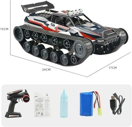 Remote Control Drift 4 Wheel Drive Off-Road Vehicle Tracked Armored RC Chariot Model Large Alloy Spray Remote Control Tank Toys To Boy Gifts