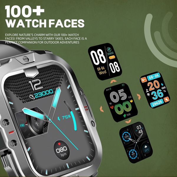 Smart Watch with LED Light,Make/Answer Calls & Smart Notifications,Monitor Tracker Fitness Tracker with 100+ Sport Modes