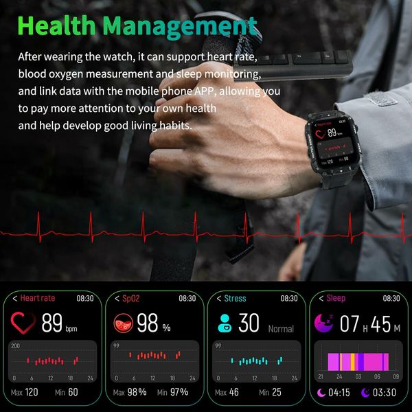 Smart Watch for Men with Call Function for Android Phones and iPhone,Waterproof Fitness Tracker with Sleep/100+ Sport Modes