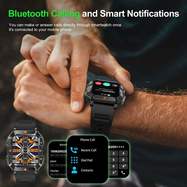 Smart Watch for Men (Answer/Make Call)with Flashlight for Android and iPhone,Waterproof Fitness Tracker with Sleep/100+ Sport Modes