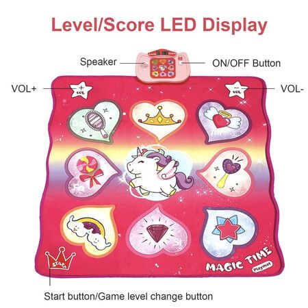 Dance Mat,Electronic Musical Dancing Challenge Pad Game with LED Lights and 5 Modes Educational Toys for Kids Age 3-12