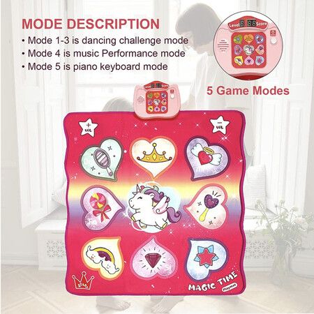 Dance Mat,Electronic Musical Dancing Challenge Pad Game with LED Lights and 5 Modes Educational Toys for Kids Age 3-12