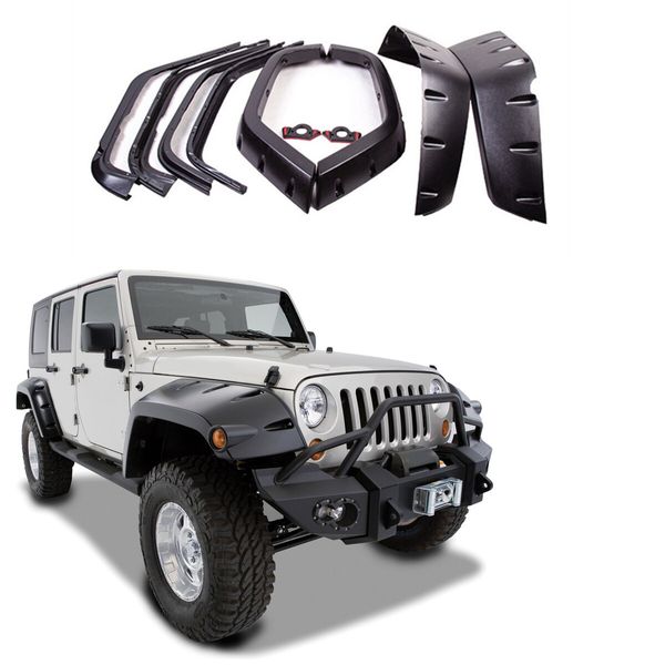 Fender Flares Jungle Style fit Jeep Wrangler JK 2007-18 Wrinkle Finish