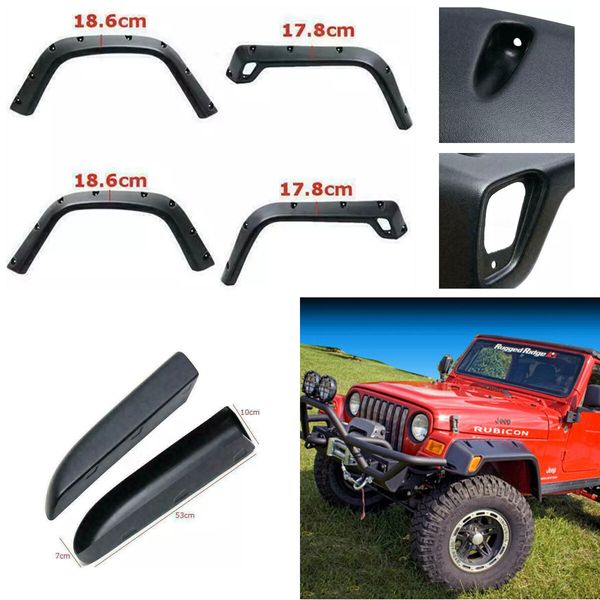 Jeep Wrangler TJ 1996-2006 Pocket Style Matte Black Fender Flares Jungle Guard