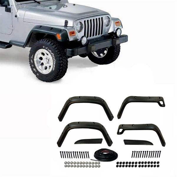 Jeep Wrangler TJ 1996-2006 Pocket Style Matte Black Fender Flares Jungle Guard