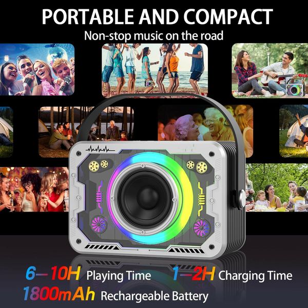 Karaoke Machine 2 Wireless Karaoke Microphones with Disco Lights Portable Bluetooth Speaker, Singing Machine with PA System Supports AUX/USB/TF