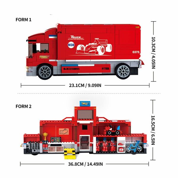 City Repair Truck Building Block Set with Formula Car and Karting F1 Formula Custom Garage,Race Car Custom Garage,Car Tuning Shop 557Pcs