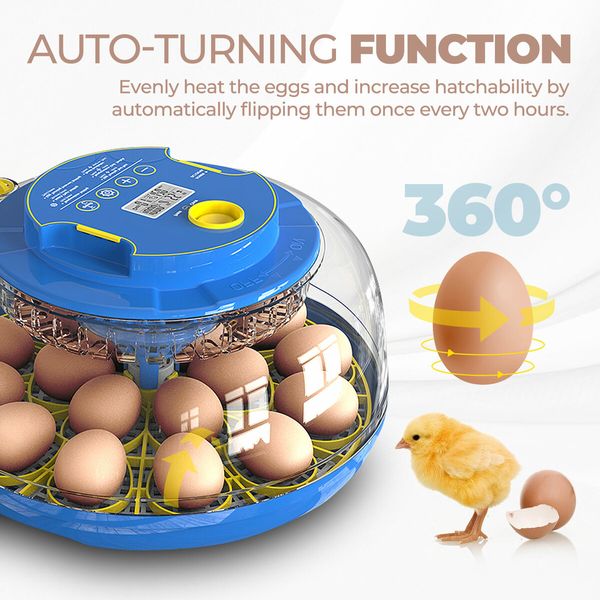 18 Eggs Incubator Hatcher Automatic Double Layer Hatching Machine for Chicken Duck Quail Bird Goose Turkey with Auto Turner Water Adding LED Candler