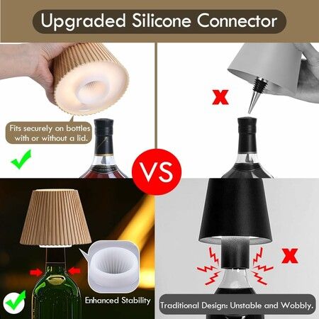 Wireless Bottle Lamp for Bar Decor, 3 Level Brightness Lampshades for Table Lamps, RGB Lamp for Bedroom, Brown