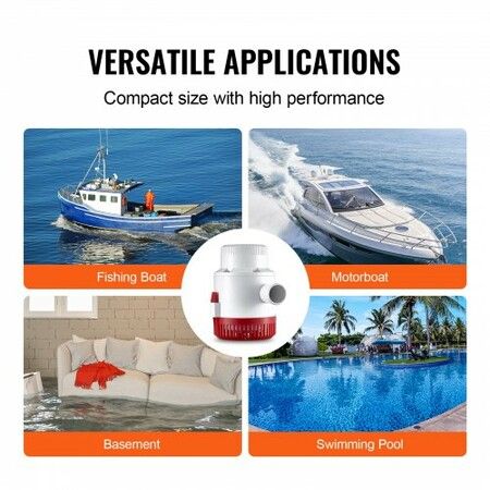 Bilge Pump 3000GPH Automatic Submersible Boat Bilge Water Pump with Float Switch 40 mm Outlet Diameter Small Boat Bilge Pump Marine Electric Bilge Pump