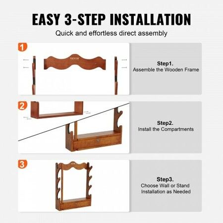 Gun Rack 4-Slot Wood Gun Rack Wall Mount Gun Display Rack holds 4 Rifles