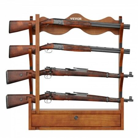 Gun Rack 4-Slot Wood Gun Rack Wall Mount Gun Display Rack holds 4 Rifles