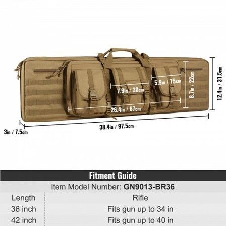 Rifle Bag 36 inch Tactical Double Long Gun Bag for 2 Rifles & 2 Pistols