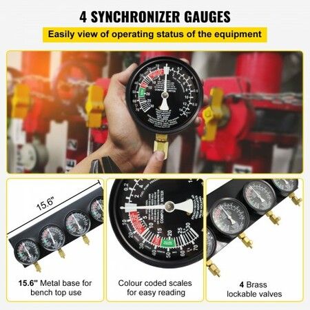 Fuel Vacuum Carburetor Synchronize Tool Kit Fuel Vacuum Carburetor Synchronizer carb sync Gauge Set with Rubber Hose