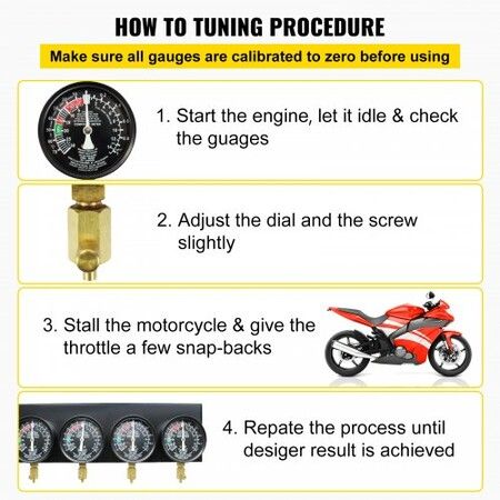 Fuel Vacuum Carburetor Synchronize Tool Kit Fuel Vacuum Carburetor Synchronizer carb sync Gauge Set with Rubber Hose