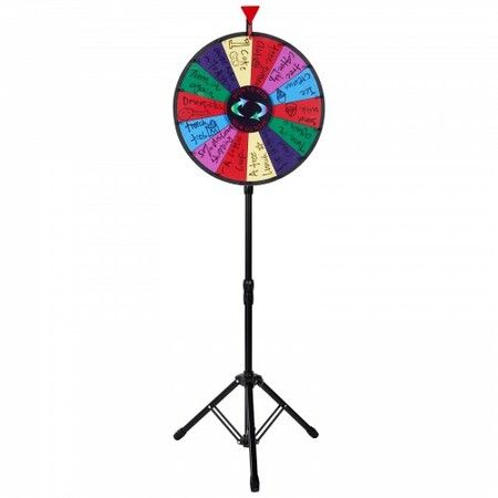 18 Inch Tabletop Color Prize Wheel with Folding Tripod Floor Stand 14 Slots Dry Erase