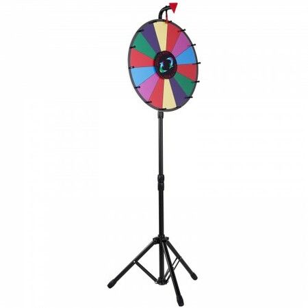 18 Inch Tabletop Color Prize Wheel with Folding Tripod Floor Stand 14 Slots Dry Erase