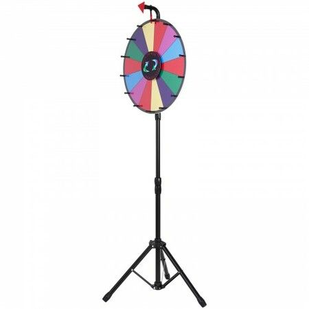 18 Inch Tabletop Color Prize Wheel with Folding Tripod Floor Stand 14 Slots Dry Erase