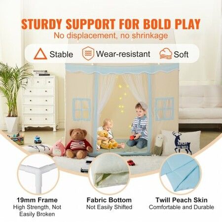 Kids Play Tent Kids Tent for Kids 1-5 Years Old Toddler Tent with Mat and Tent Lamp Tent for Kids with Windows for Indoor & Outdoor Play House Castle Beige