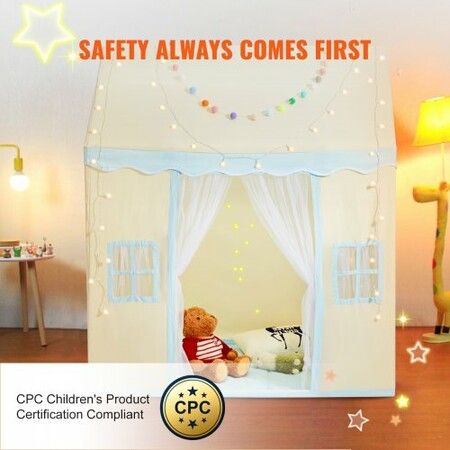 Kids Play Tent Kids Tent for Kids 1-5 Years Old Toddler Tent with Mat and Tent Lamp Tent for Kids with Windows for Indoor & Outdoor Play House Castle Beige