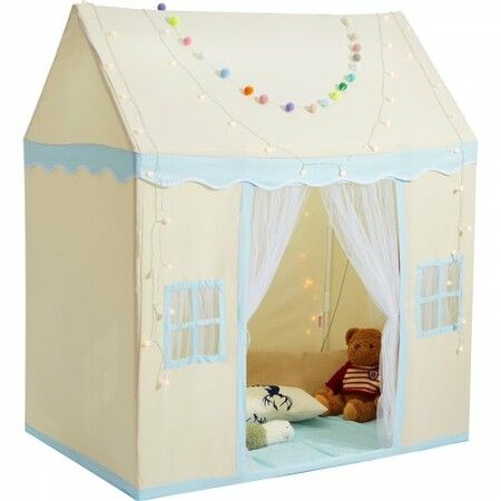 Kids Play Tent Kids Tent for Kids 1-5 Years Old Toddler Tent with Mat and Tent Lamp Tent for Kids with Windows for Indoor & Outdoor Play House Castle Beige