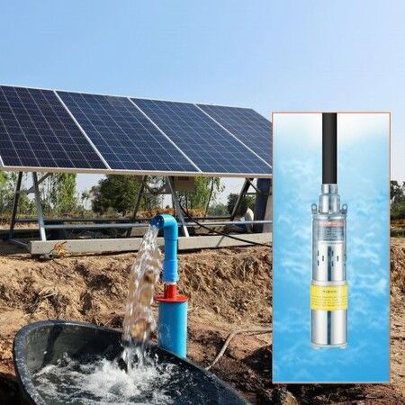 Solar Water Pump DC 277W Submersible Deep Well Pump Max Flow 2.1 m3/H Max Head 83 m Max Submersion Depth 20 m Solar Powered Water Pump