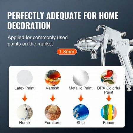 Spray Paint Pressure Pot Tank 2L/0.5gal Lightweight Air Paint Pressure Pot 1.8mm Nozzle Spray Paint Gun 3m Hoses for Home Decoration Architecture