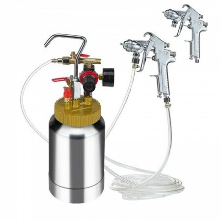 Spray Paint Pressure Pot Tank 2L/0.5gal Lightweight Air Paint Pressure Pot 1.8mm Nozzle Spray Paint Gun 3m Hoses for Home Decoration Architecture