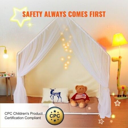 Kids Play Tent Kids Tent for Kids 1-5 Years Old Toddler Tent with Mat and Tent Lamp Tent for Kids with Windows for Indoor and Outdoor Yurt Tent Beige