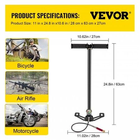 PCP Air Pump 3 Stage PCP Hand Pump 4500psi High Pressure Air Pump with Gauge Multi-Purpose Air Gun Pump Stainless Steel PCP Air Rifle Pump