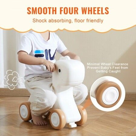 3 in 1 Rocking Horse for Toddlers 1-3 Years Baby Rocking Horse with Detachable Balance Board and 4 Smooth Wheels Support up to 80 lbs HDPE Material