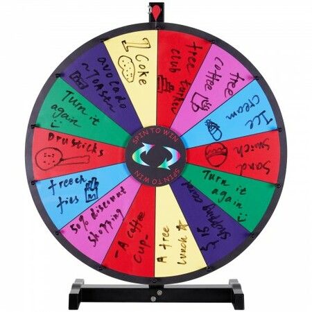 24 inch Spinning Prize Wheel 14 Slots Tabletop Spinner Heavy Duty Roulette Wheel with a Dry Erase and 2 Markers Win Fortune Spin Games in Party Pub Trade