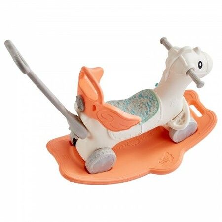 4 in 1 Rocking Horse for Toddlers 1-3 Years Baby Rocking Horse with Detachable Balance Board Push Handle and 4 Smooth Wheels Support up to 80 lbs HDPE