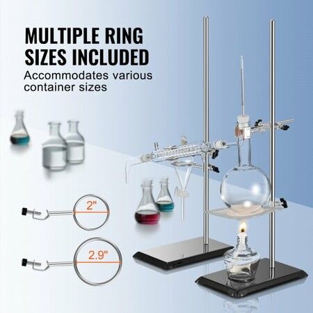 Lab Stand Support Laboratory Retort Support Stand 2 Sets Steel Lab Stand 23.6" Rod and 8.3" x 5.3" Cast Iron Base Includes Flask Clamps Burette