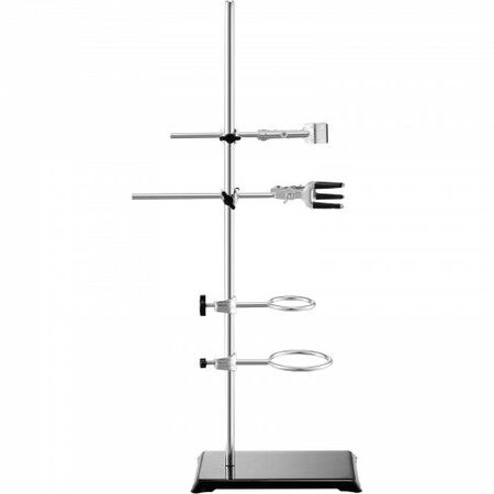 Lab Stand Support Laboratory Retort Support Stand 2 Sets Steel Lab Stand 23.6" Rod and 8.3" x 5.3" Cast Iron Base Includes Flask Clamps Burette