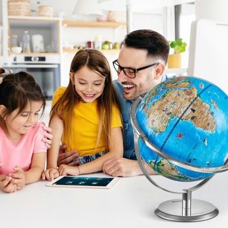 Educational Globe for Kids 254 mm Interactive AR World Globe with AR Golden Globe APP LED Night Lighting 720° Rotation STEM Toy Gifts