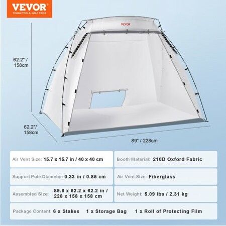 Spray Paint Shelter Spray Paint Tent 7.5x5.2x5.2ft Portable Paint Booth DIY